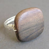 Wire Wrapped Wood Nugget Ring